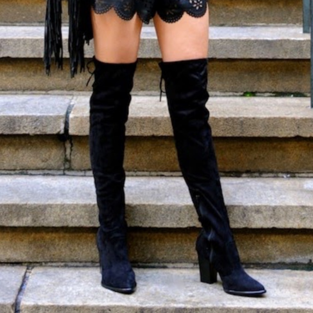 Black thigh high steve madden boots